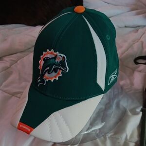 Miami Dolphins Reebok Nwot Green and White Hat with Orange Accents